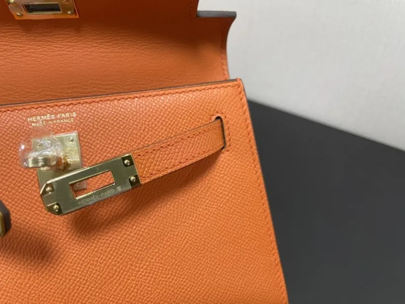 Hermes Orange Mini Kelly Handbag 237 - Image 8