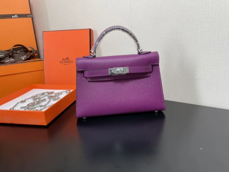 Hermes Purple Mini Kelly Handbag 243