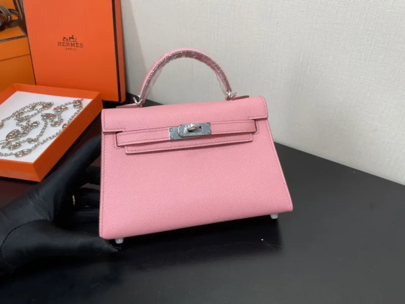 Hermes Pink Mini Kelly Handbag 244 - Image 6