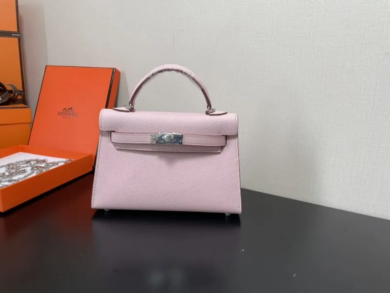 Hermes Pink Mini Kelly Leather Handbag