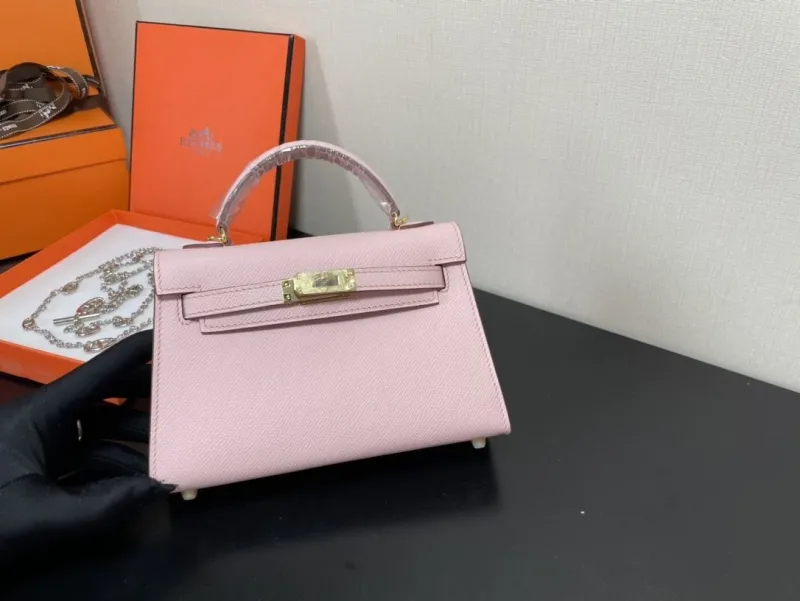 Hermes Pink Mini Kelly Handbag - Image 6