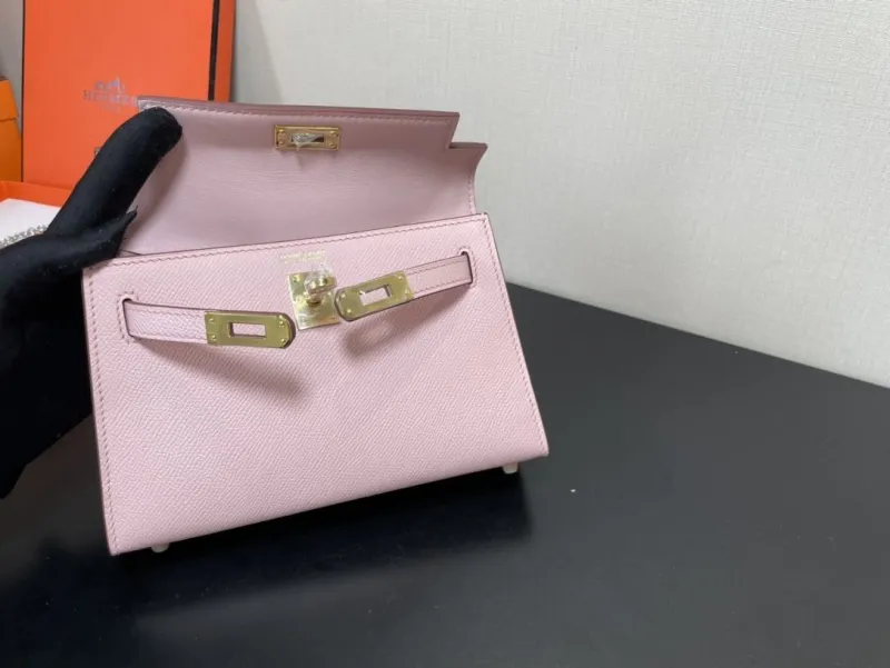 Hermes Pink Mini Kelly Handbag - Image 7