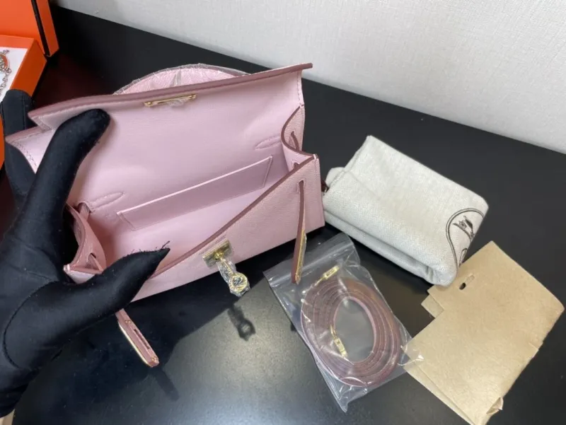 Hermes Pink Mini Kelly Handbag - Image 8