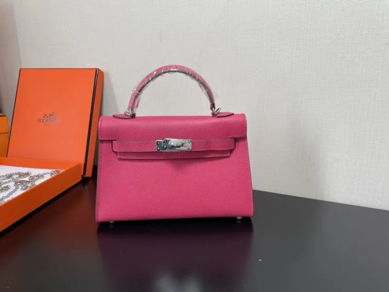 Hermes Pink Mini Kelly Leather Handbag