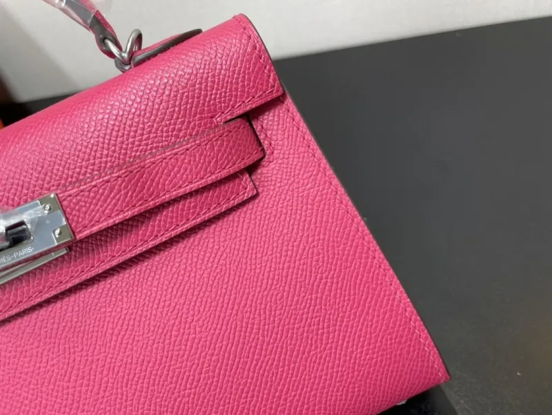 Hermes Pink Mini Kelly Leather Handbag - Image 5