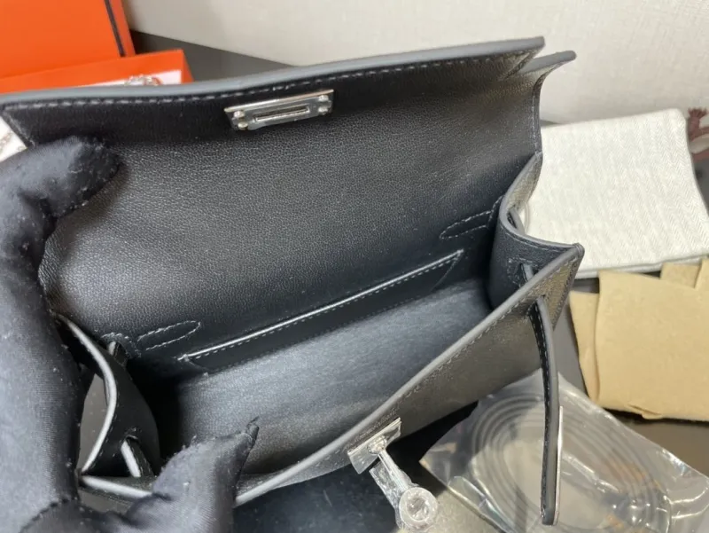 Hermes Black Mini Kelly Handbag 270 - Image 8