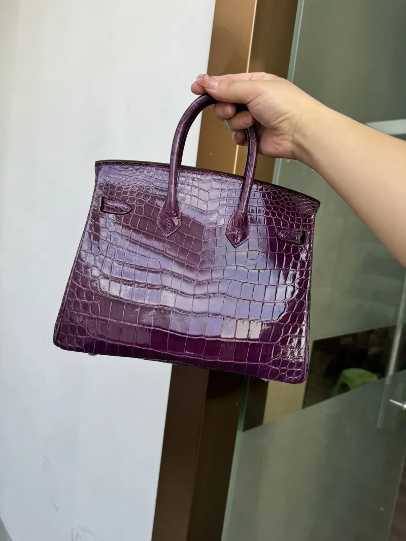 Alternative view of Hermes Purple Crocodile Leather Kelly Handbag 532