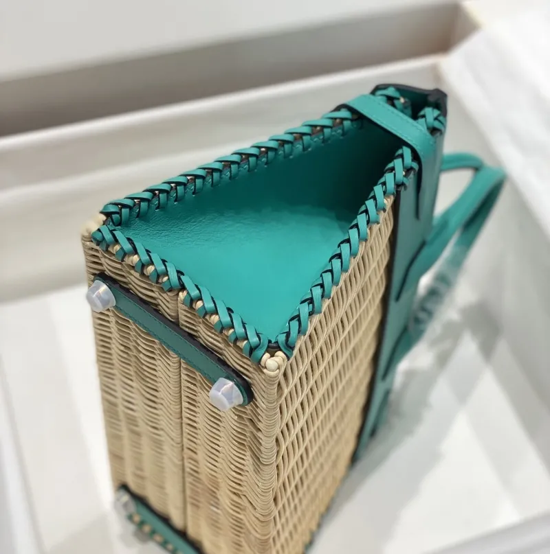 Hermes Turquoise Wicker Kelly Bag 541 - Image 4