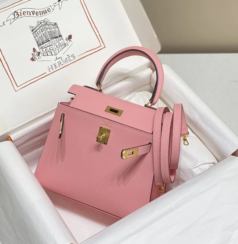 Hermes Pink Kelly Bag 542 Leather Handbag