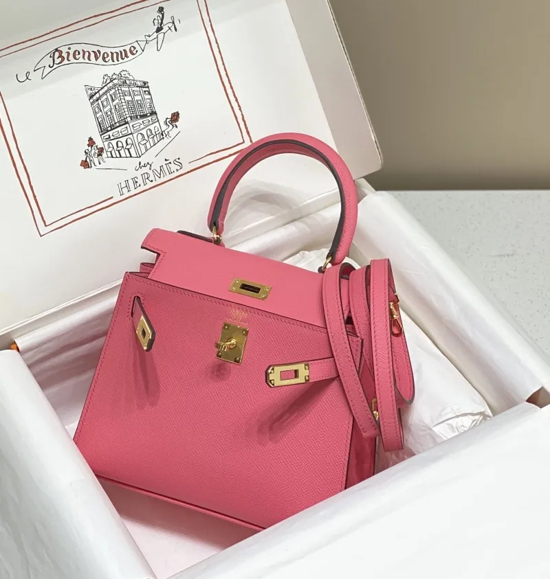 Hermes Pink Kelly Leather Handbag