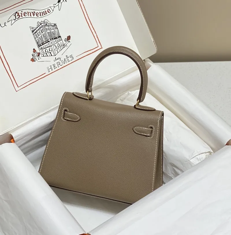 Hermes Etoupe Kelly Leather Handbag 545 - Image 3