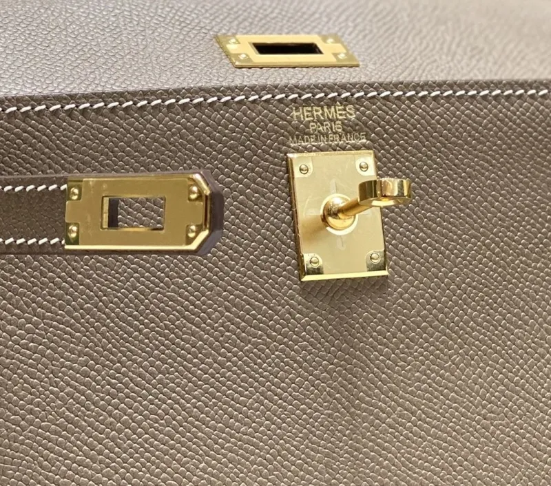 Hermes Etoupe Kelly Leather Handbag 545 - Image 4
