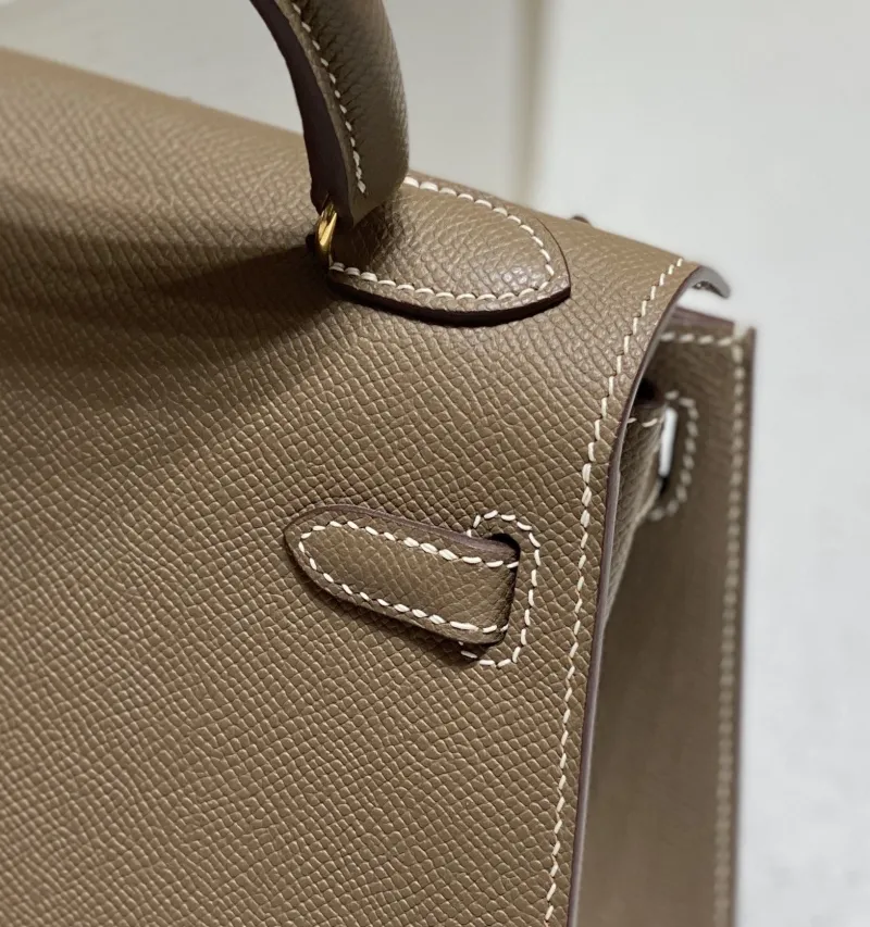 Hermes Etoupe Kelly Leather Handbag 545 - Image 5