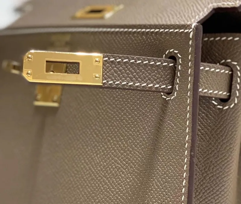 Hermes Etoupe Kelly Leather Handbag 545 - Image 6