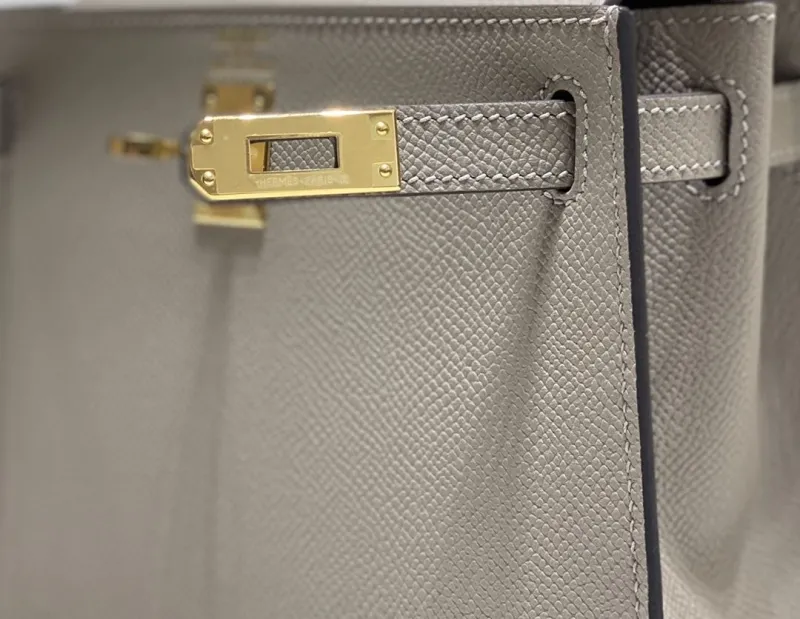 Hermes Gray Kelly Leather Handbag - Image 8