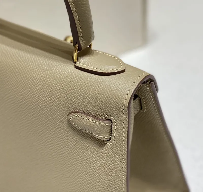 Hermes Beige Kelly Leather Handbag 549 - Image 5