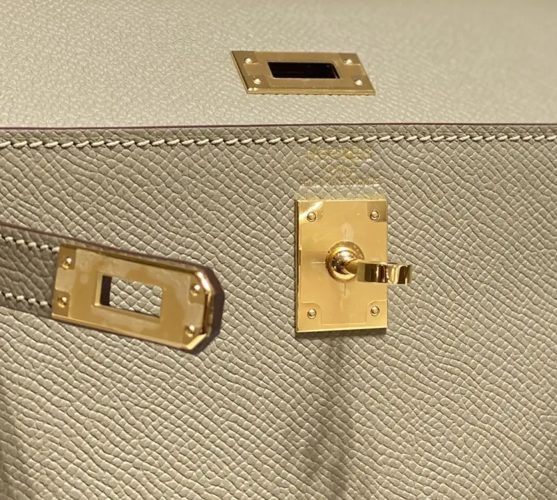 Hermes Beige Kelly Leather Handbag 549 - Image 6