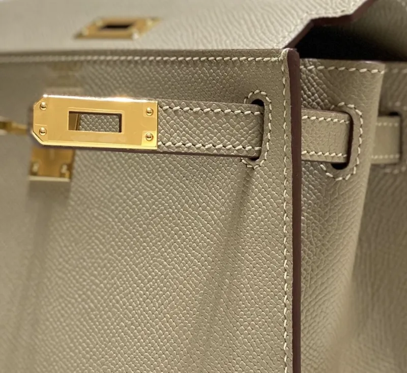 Hermes Beige Kelly Leather Handbag 549 - Image 7