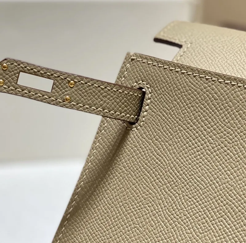 Hermes Beige Kelly Leather Handbag 549 - Image 8