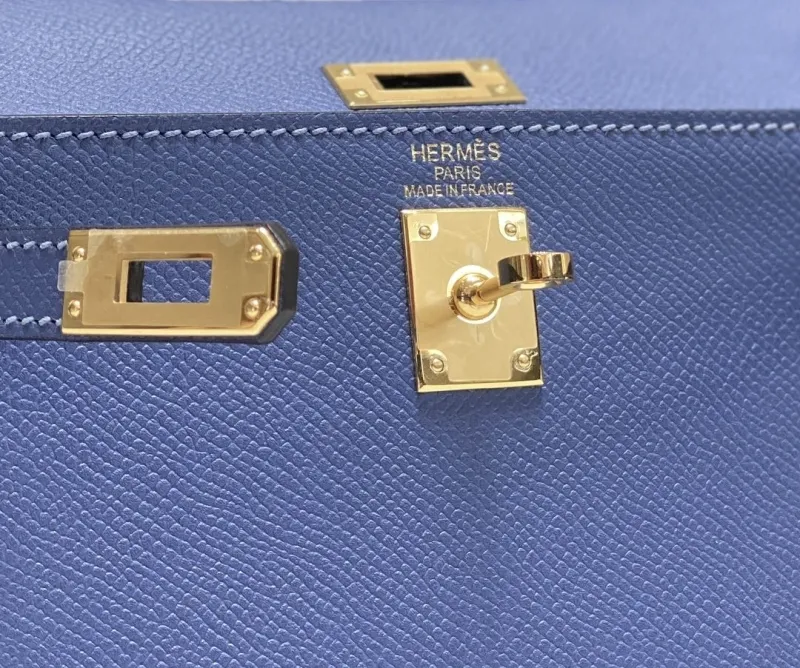 Hermes Blue Kelly Handbag 551 - Image 6