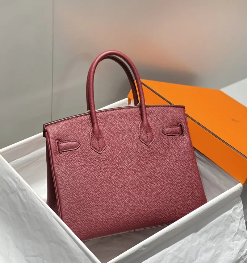 Alternative view of Hermes Burgundy Leather Birkin Handbag 555
