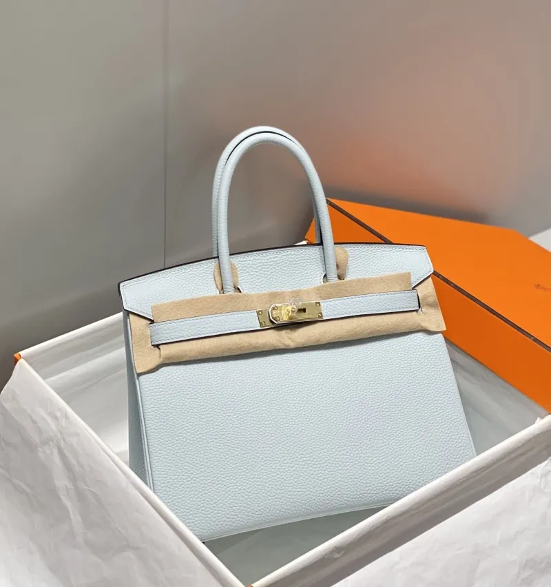 Hermes Light Blue Leather Birkin Handbag 556