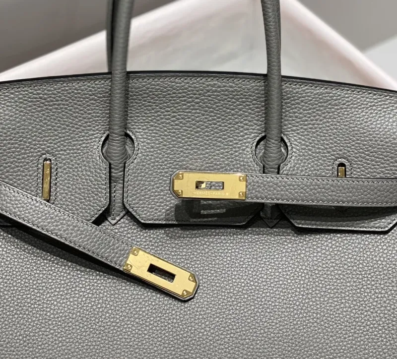 Hermes Gray Leather Kelly Handbag 557 - Image 4