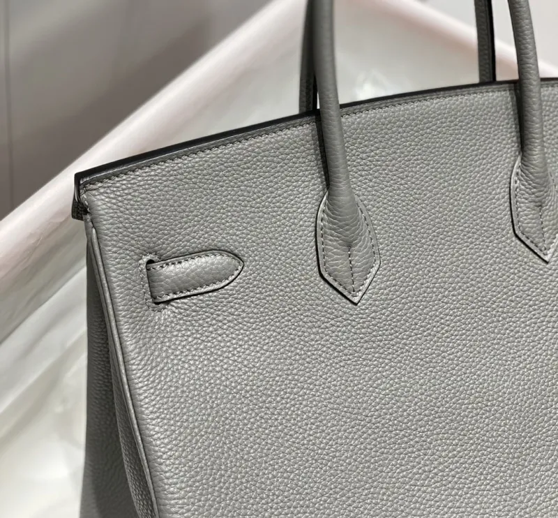 Hermes Gray Leather Kelly Handbag 557 - Image 5