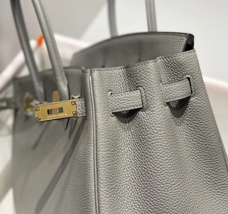 Hermes Gray Leather Kelly Handbag 557 - Image 7