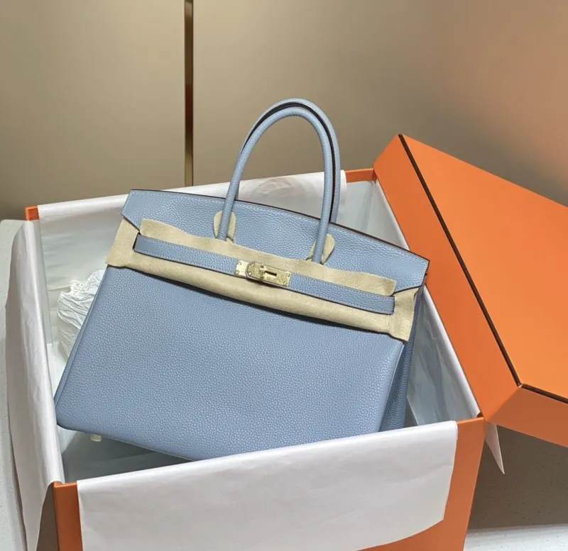 Hermes Light Blue Birkin Handbag 558 - Image 3