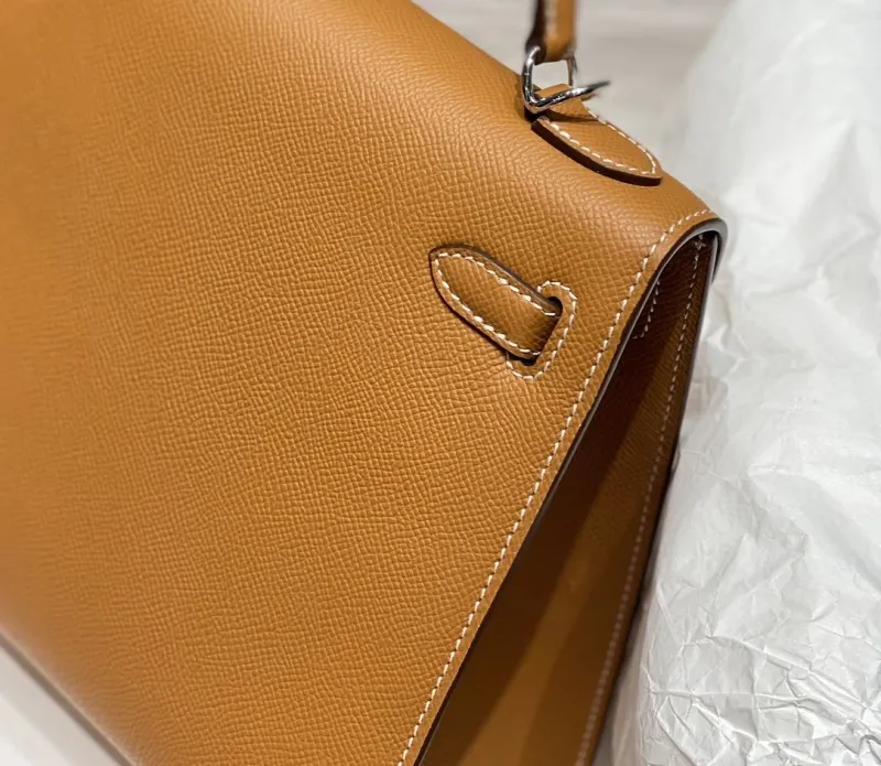 Hermes Kelly Tan Leather Handbag 560 - Image 5