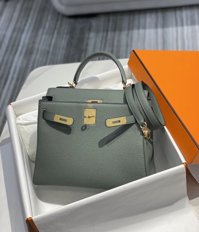 Hermes Green Leather Kelly Bag 563 - Image 4