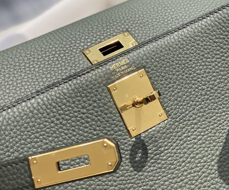 Hermes Green Leather Kelly Bag 563 - Image 5