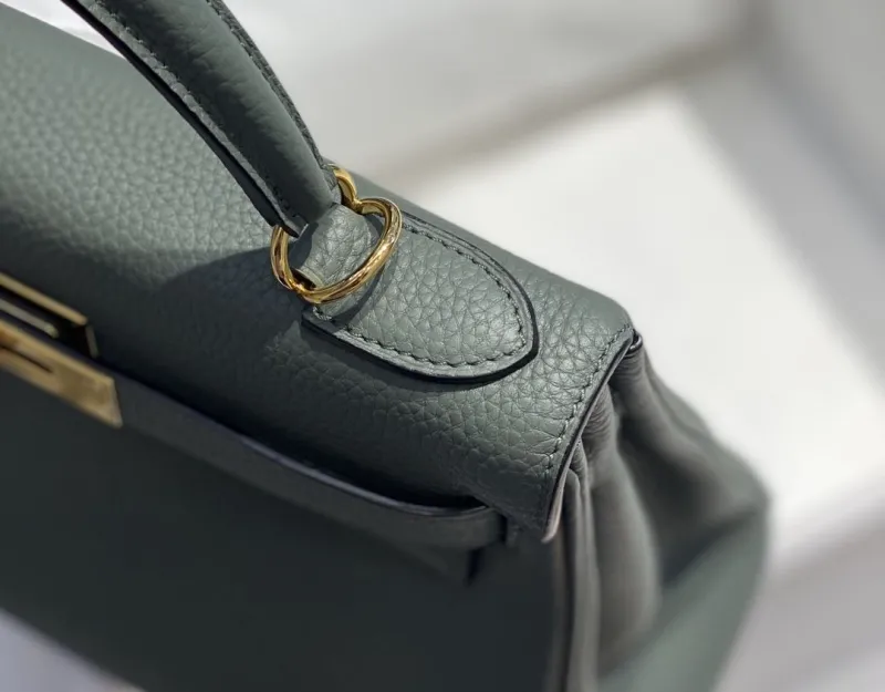 Hermes Green Leather Kelly Bag 563 - Image 7