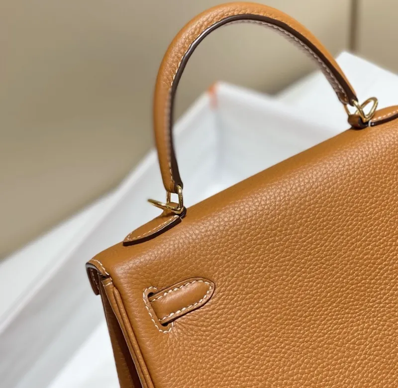Hermes Kelly Brown Leather Handbag 564 - Image 6