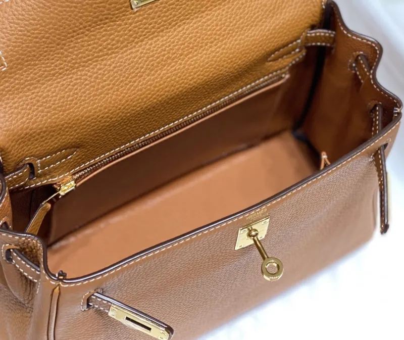 Hermes Kelly Brown Leather Handbag 564 - Image 9