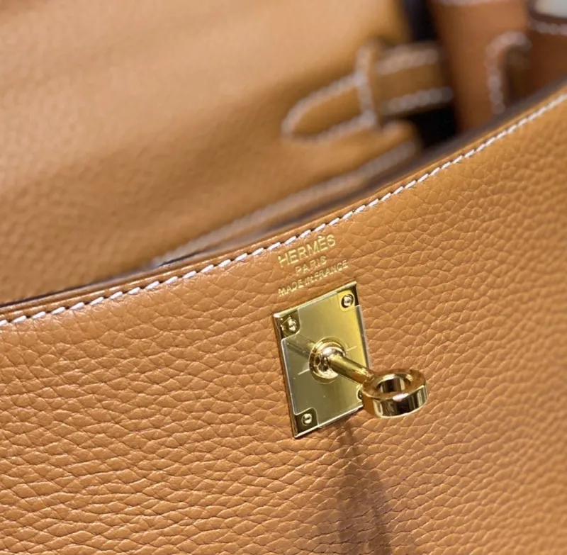 Hermes Brown Kelly Leather Handbag 565 - Image 5