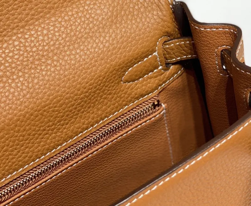 Hermes Brown Kelly Leather Handbag 565 - Image 8