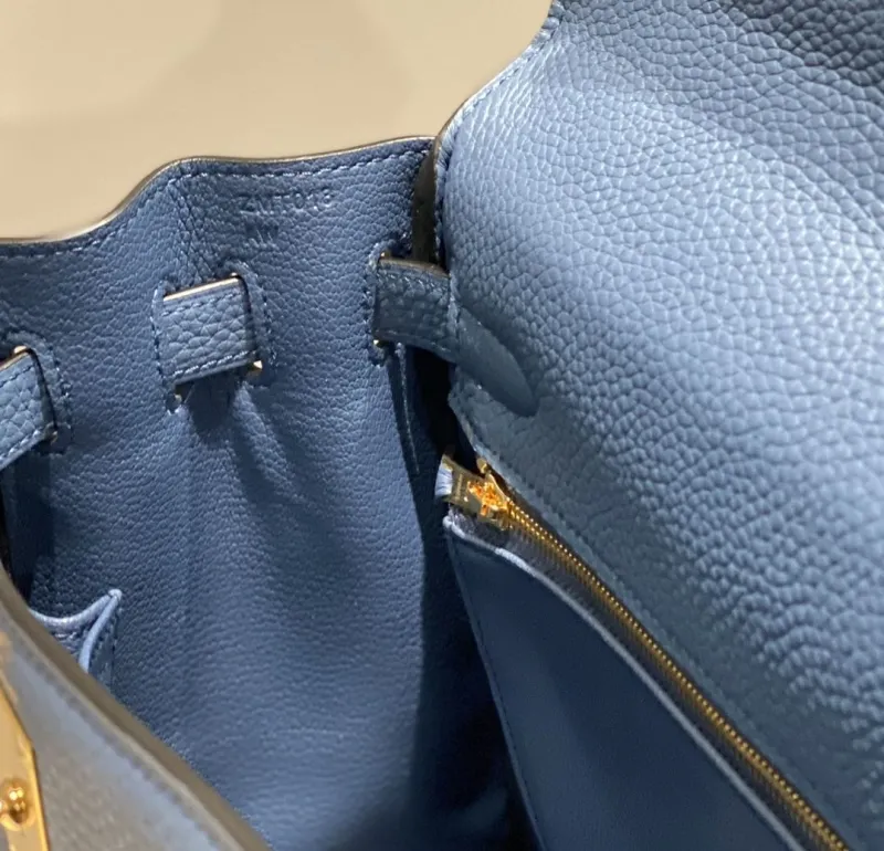 Hermes Blue Kelly Leather Handbag 577 - Image 8