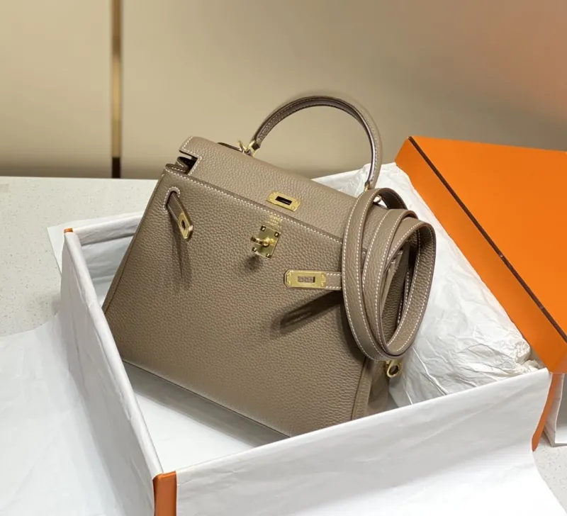 Hermes Taupe Kelly Leather Handbag SKU 579 - Image 3