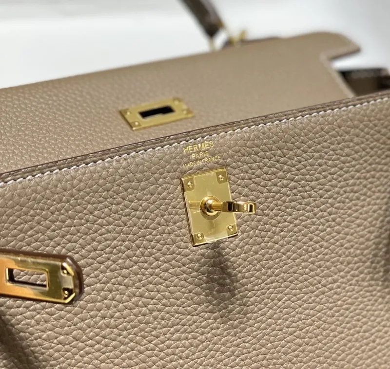 Hermes Taupe Kelly Leather Handbag SKU 579 - Image 5