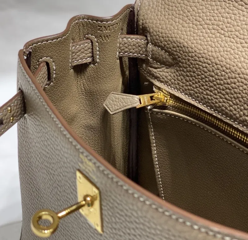Hermes Taupe Kelly Leather Handbag SKU 579 - Image 7