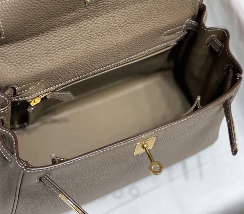 Hermes Taupe Kelly Leather Handbag SKU 579 - Image 9