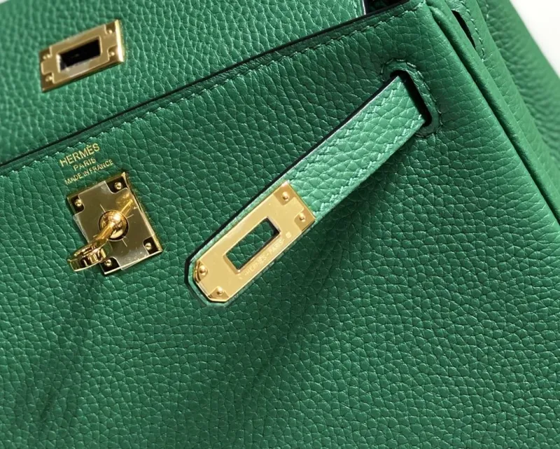 Hermes Green Kelly Leather Handbag 581 - Image 5