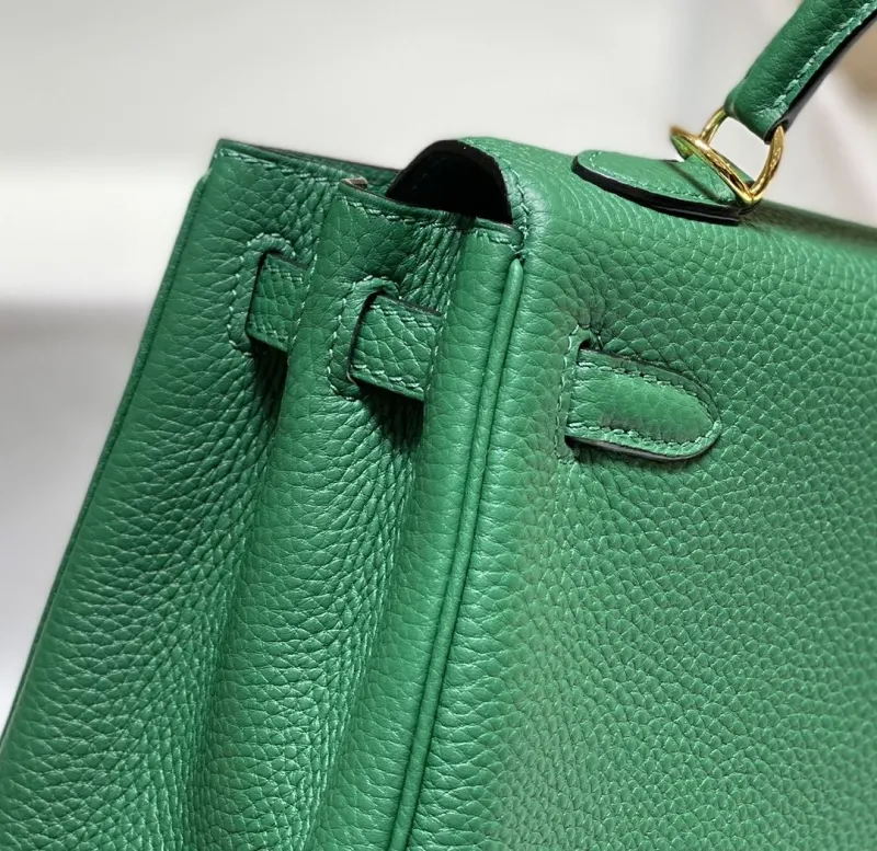 Hermes Green Kelly Leather Handbag 581 - Image 7