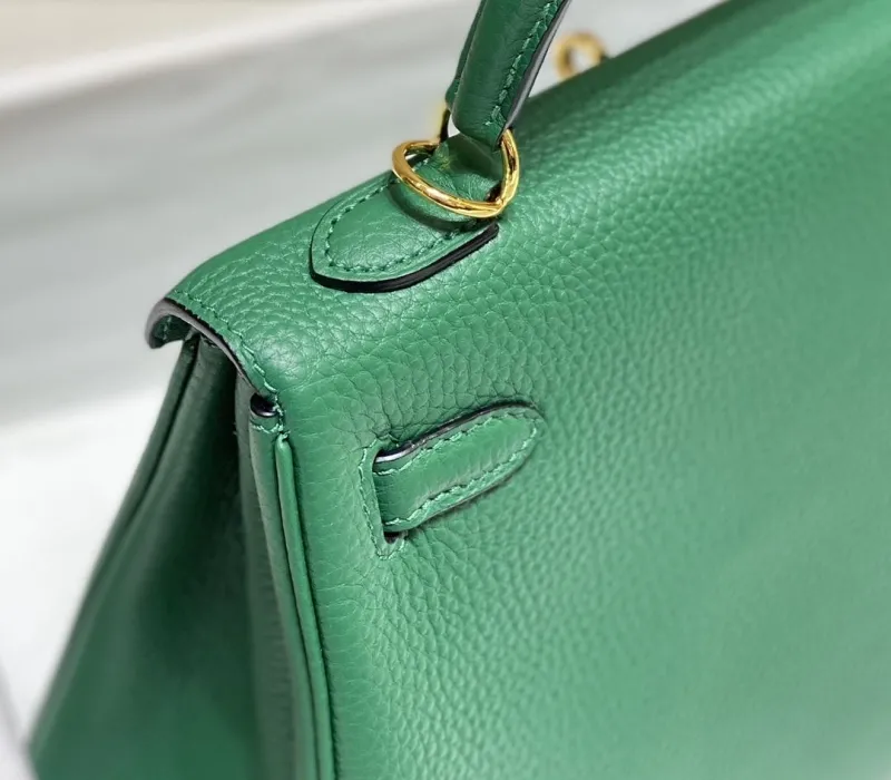 Hermes Green Kelly Leather Handbag 581 - Image 8