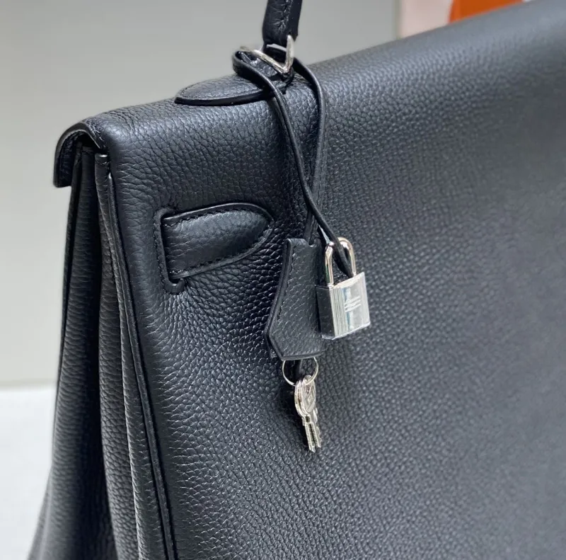 Hermes Black Kelly Leather Handbag 585 - Image 6