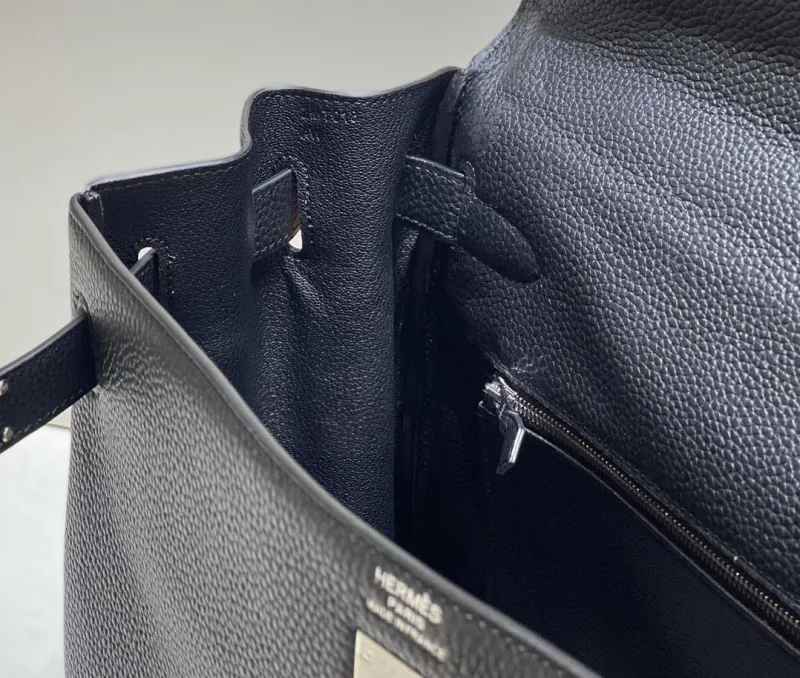 Hermes Black Kelly Leather Handbag 585 - Image 8