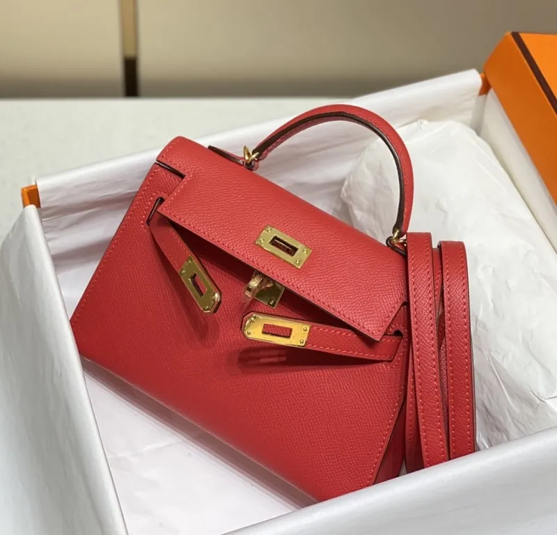Hermes Red Mini Kelly Handbag 588 - Image 3