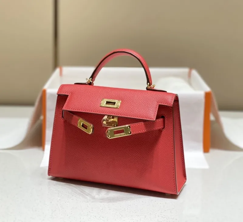 Hermes Red Mini Kelly Handbag 588 - Image 4